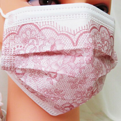 特価品！ 新柄・新発売！ レディースファッション エレガント お洒落マスク 不織布 レッドレース＆フラワー柄 使い捨てマスク 10枚セット 検索：フェイスシールド アイマスク フェイスタオル ハンカチ マスクケース 〜インテリア姫系薔薇雑貨〜