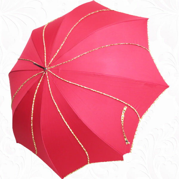 アンブレラ 深張り花型 ヒョウ柄 パイピング ジャンプ傘 エンジ色 レオパード柄 豹柄 検索： 雨具 レイ..