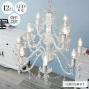 新生活! LED対応 12灯 シャンデリア 照明器具 クリア W65×H69cm スチール アクリル樹脂 組立品 検索 リビング ダイニング シーリングファン ...