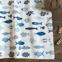 魚 プリント生地【10cm単位の切売り】ART GALLERY FABRICS / School of Fish / USAコットン