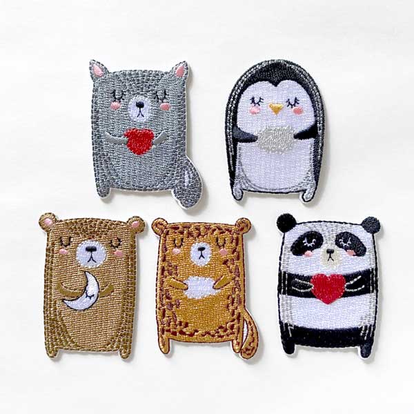 【-在庫限り-】【ヨーロッパ製アップリケ】 Animal Pillowペンギン/パンダ/クマ/ネコ/ヒョウ(SM-16319)