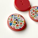 【ヨーロッパ製ボタン】レトロ フラワー2つ穴ボタン / 約15mm1個単位での販売です(13816-JIM)
