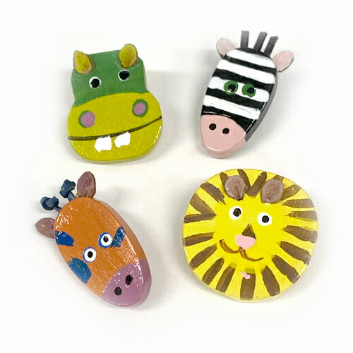 【在庫限り】【1個単位】アニマル フェイス 木ボタン　No.12196-JIM