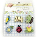 【在庫限り】【輸入ボタン】鳥 チューリップ ちょうちょ てんとう虫 うさぎ お花Buttons Galore ボタン 6個セットSpring Fling(Spring Garden)(BG-SF109)