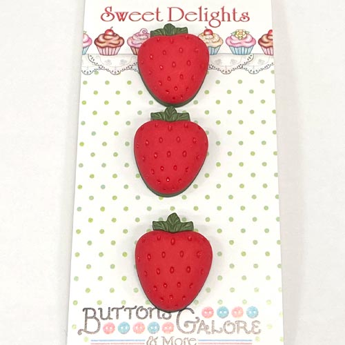 【輸入ボタン】いちご/ストロベリーButtons Galore ボタン 3個セット Sweet Delights（Strawberries）SD113-BG