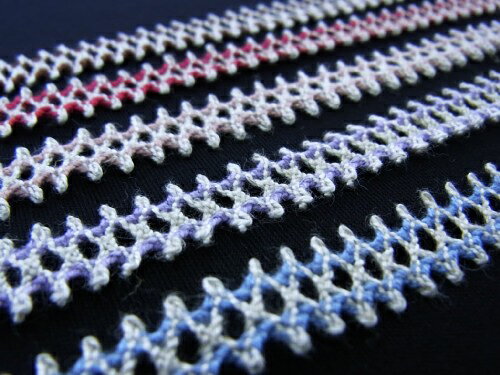 【在庫限り】 麻混トーションレース　ツートンカラー 幅13mm前後　No.7607