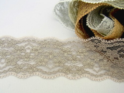 ラメ ラッセルレース 幅36mm前後 全7色 / No.9212※