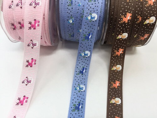 【在庫限り】クリスマス/スノーマン/トナカイプリントリボン約16〜17mm