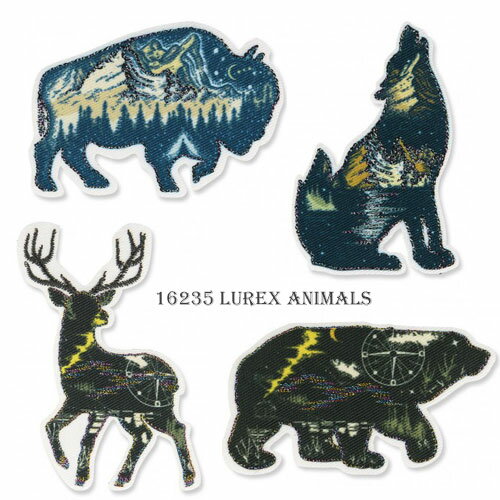 【ヨーロッパ製アップリケ】 LUREX ANIMALS(鹿/狼/熊/牛)アップリケ/ワッペン 1個単位での販売です。