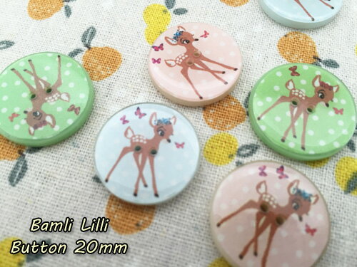 【在庫限り】【ヨーロッパ製ボタン】バンビ 水玉 ボタン 約20mm 1個単位での販売です。(12921_Bambi_20_JIM)