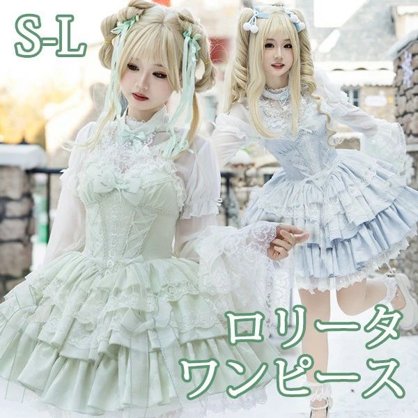 ロリータ ワンピース ノースリーブ レディース ゴスロリ ショート丈 ミニ ロリータファッション フリル..