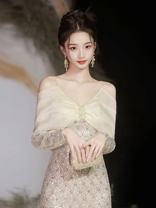 マーメイド ドレス 大人 ピアノ 発表会 ロングドレス 大きいサイズ 袖付き 長袖 演奏会 結婚式 母親 演奏会用ドレス ロング 披露宴 レディース 演奏会ドレス ピアノ発表会 韓国 イブニングドレス パーティードレス ワンピース 二次会 花嫁