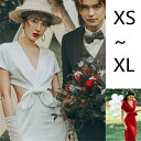 ウエディングドレス ワンピース 白 結婚式 シンプル カジュアル 肌見せ Vネック 袖あり 二次会 披露宴 前撮り 後撮り スレンダー ロング ビーチフォト ドレス 花嫁ドレス 花嫁 ホワイト春 夏 秋 フォトウェディング 撮影 大きいサイズ 20代 30代