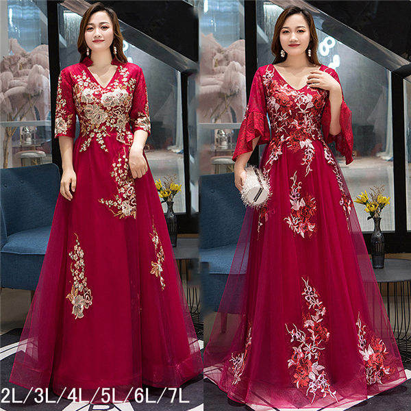 ロングドレス パーティードレス ロング丈 袖あり 大きいサイズドレス 発表会 成人式 結婚式 レディース 2L 3L 4L 5L 6L 7L ワンピース 花嫁 ...