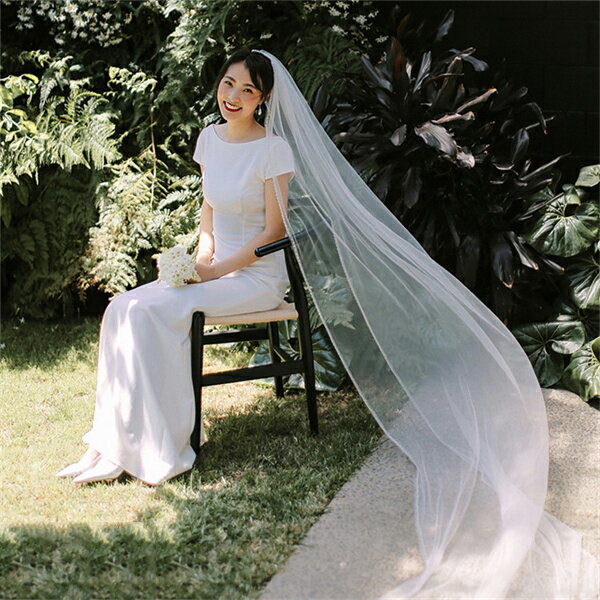 花嫁 ウェディングドレス 二次会 花嫁 ドレス 白 二次会ドレス 袖ありプリンセスライン 白ドレスワンピース プリンセス シンプル 結婚式 披露宴 前撮り 後撮り 撮影用 フォトウェディング ロングドレス