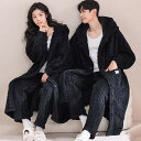 ペアパジャマ 冬 ルームウェア もこもこ ナイトガウン レディース メンズ ユニセックス パジャマ 前開き 長袖 着る毛布 寝巻き カップル 裏起毛 可愛い 部...