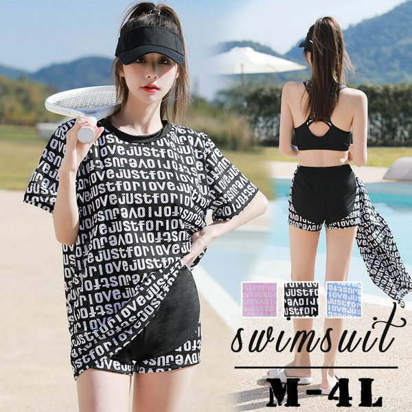 3点セット タンキニ水着 トップス付き レディース 体型カバー セパレート 大きいサイズ 2L 3L 4L セクシー 水着 個性 ノンワイヤー 上下セット 盛れる ママ 小胸もピッタリ 大人 かわいい パッド入り スイミング プール 着やせ ビーチ 韓国