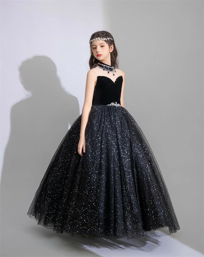 ドレス 発表会 結婚式 女の子 ワンピース ピアノ発表会 130 140 150 160 170 フォーマル 袖無し ノースリーブ ハイネック ロング丈 子供 ロングドレス キッズドレス パーティドレス 上品 コンクール コンサート 舞台 イベント
