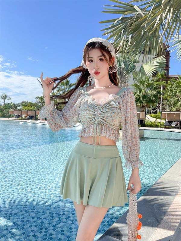 レディース 上下セット水着 服みたいな 大盛り 着瘦せ 温泉 かわいい 水陸両用 ワイヤーなし パット付 ビーチ 海 体型カバー ビーチ水着 おしゃれ プール S M L XL