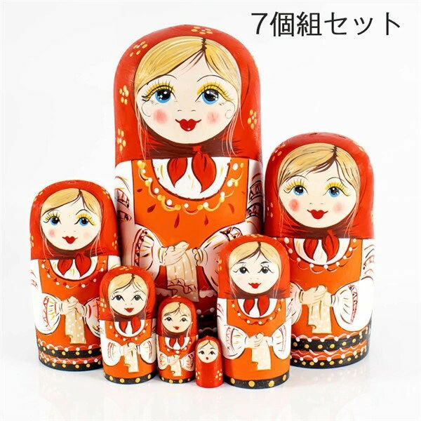 クリスマス マトリョーシカ ロシア 人形 民芸品 土産物 手作り人形 手描き オブジェ 7個組20cm インテリア 雑貨 洋風 ギフト プレゼント 北欧雑貨 伝統工芸 おもちゃ 飾り 誕生日 キッズ 子供 部屋 ハロウィン かわいい 女の子