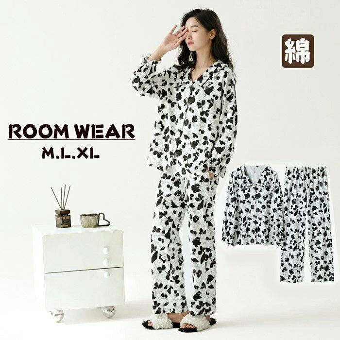 セット内容&nbsp;.♔꙳&there4; ブラウス/パンツ「記載のないアクセサリー、小物等は付属しません」 素材&nbsp;.♔꙳&there4; コットン カラー&nbsp;.♔꙳&there4; ブラック×ホワイト サイズ (cm)&nbsp;.♔꙳&there4; M/バスト108　 着丈65　袖丈48　パンツ丈94 L/バスト112　 着丈67　袖丈49　パンツ丈96 XL/バスト116　 着丈69　袖丈50　パンツ丈98※表記寸法と実寸値の多少の誤差はご容赦ください