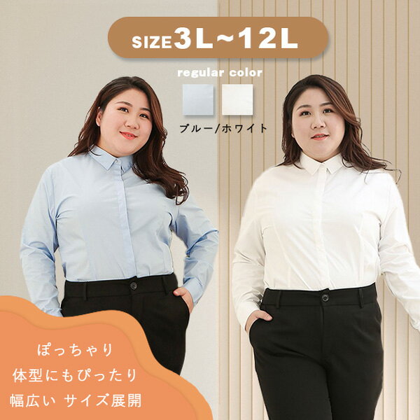 乐天商城 - Yシャツ ワイシャツ ぽっちゃり レディース 立ち襟 通勤 事務服 就活 就職活動 リクルート 面接 開襟 トップス 会社 仕事着 フォーマル シャツ ブラウス 長袖 スーツ インナー オフィス ビジネス 事務服 制服 おしゃれ 白 4L 5L 6L