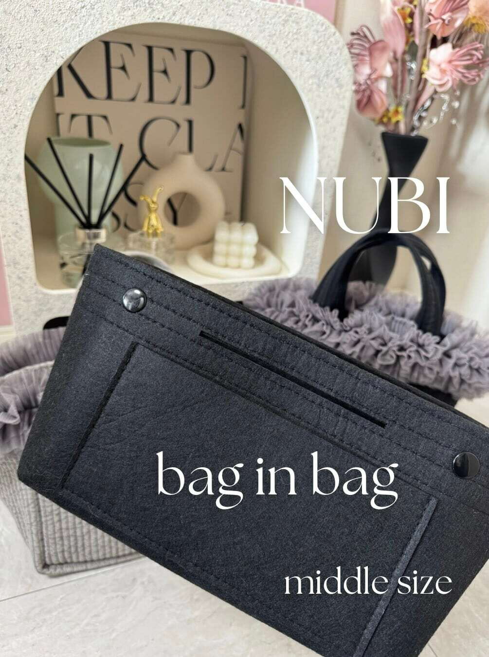 【即納】【ミドルサイズ専用】バッグインバッグ ヌビキルト韓国 マザーズバッグ 洗濯可 ベビーグッズ ..