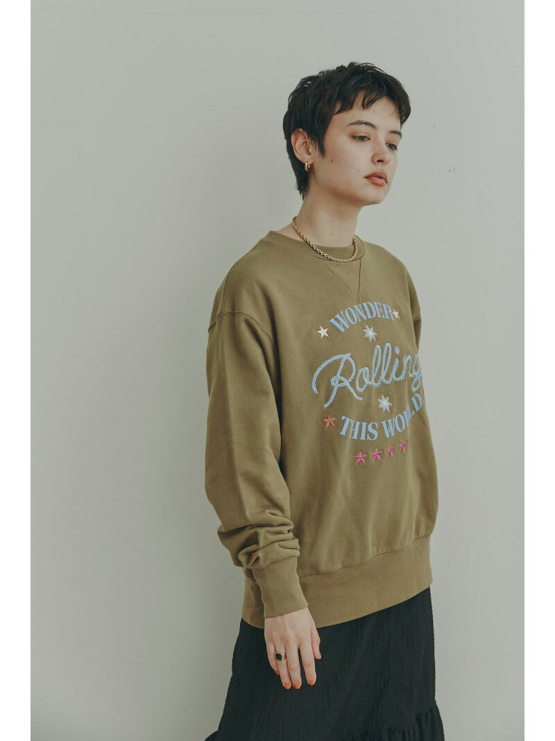 WONDER カレッジスウェット ROSE BUD ローズバッド トップス カットソー・Tシャツ グリーン グレー