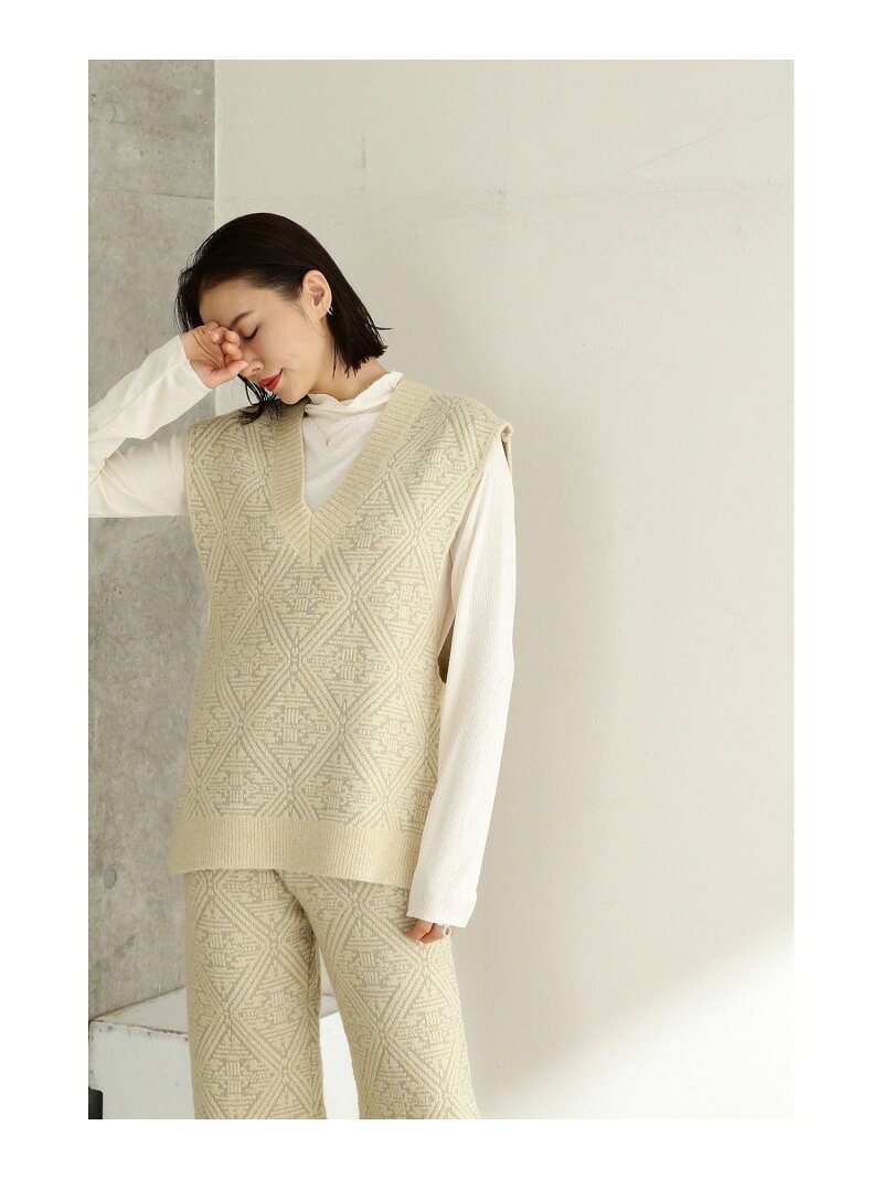Coat - 【SALE／30%OFF】幾何パターンニットベスト ROSE BUD SELECT ローズバッド ジャケット・アウター その他のジャケット・アウター イエロー ブルー【RBA_E】【送料無料】[Rakuten Fashion]