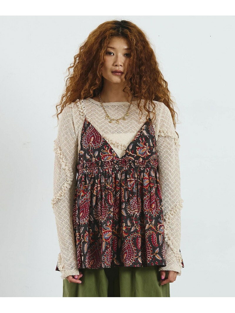 mag.by c/ETHNIC PRINT CAMISOLE TOP ROSE BUD ローズバッド トップス シャツ・ブラウス ブラック【先行予約】*【送料無料】[Rakuten Fashion]
