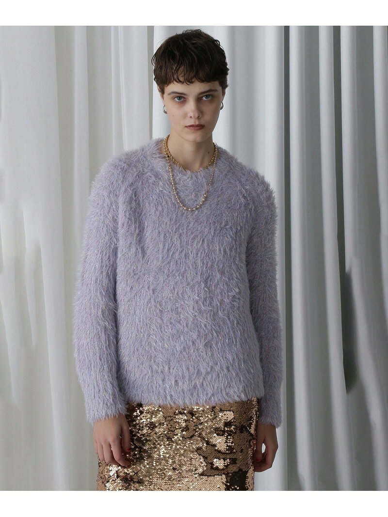LAME FEATHER KNIT PULLOVER ROSE BUD ローズバッド トップス ニット ネイビー パープル イエロー