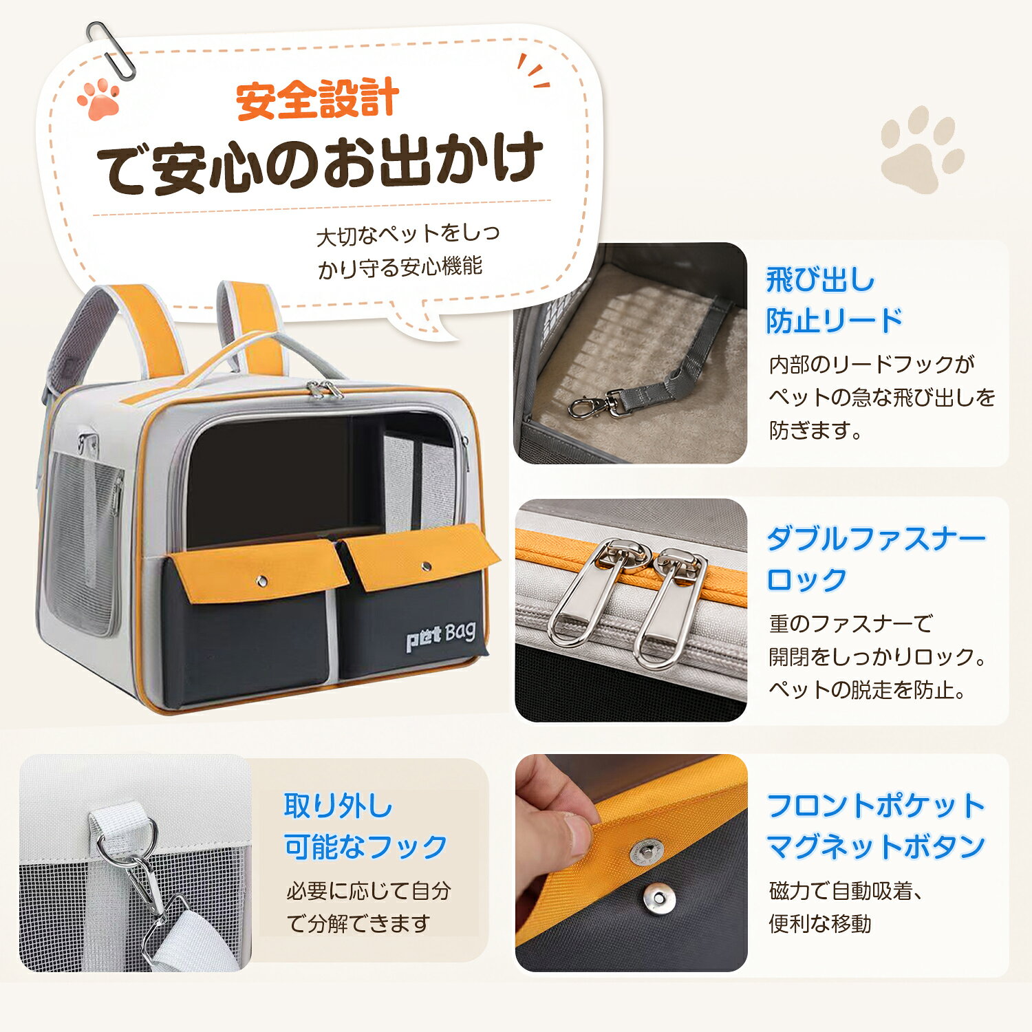 ペットカバン ペットキャリー バッグ 小動物 猫 布 持ち運び 軽量 ペットカバン 折...