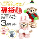 【送料無料】おすわりストラップ付き 福袋 ダッフィー シェリーメイ コスチューム 2着入り 3点セット ハンドメイド ぬいぐるみポーチ