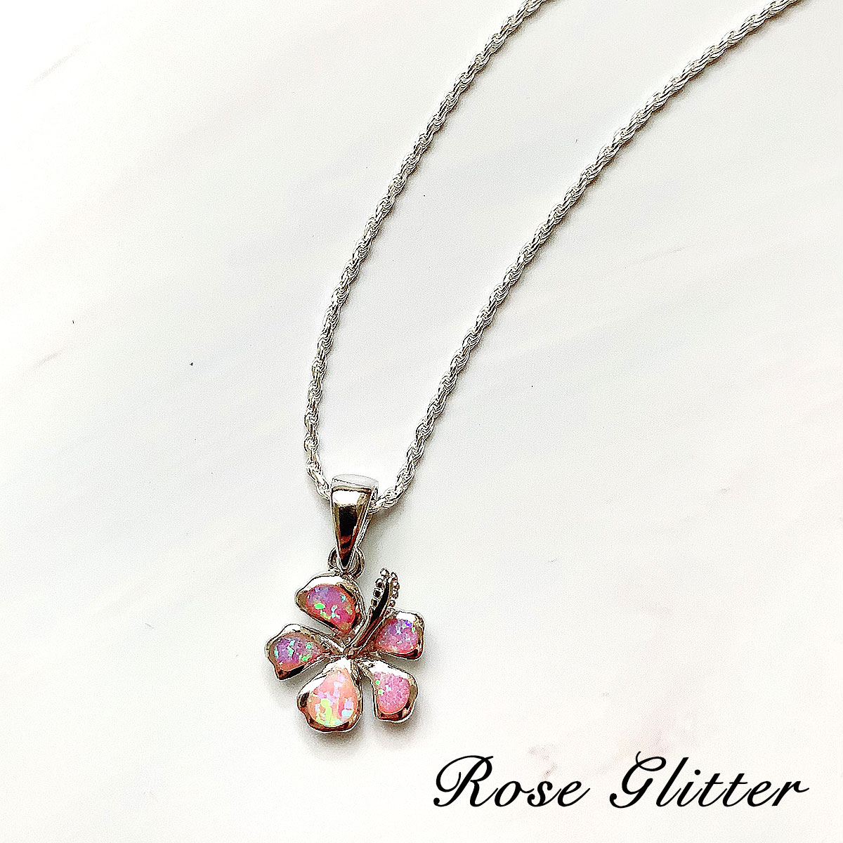 レディース ネックレス ハイビスカス ピンクオパール シルバー925 ハワイアンジュエリー 花モチーフ アクセサリー 上品 可愛い 華やか 誕生日プレゼント 女...
