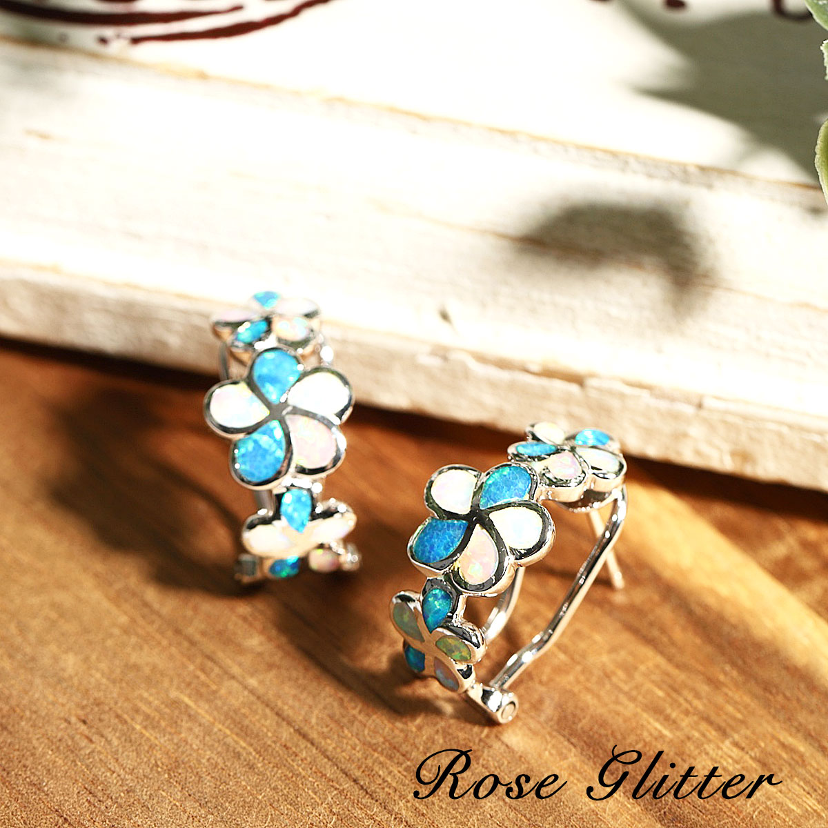 ピアス オパール ハワイアンジュエリー レディース シルバー925 プルメリア レインボーオパール 女性用 20代 30代 40代 50代 かわいい 人気 プレ...