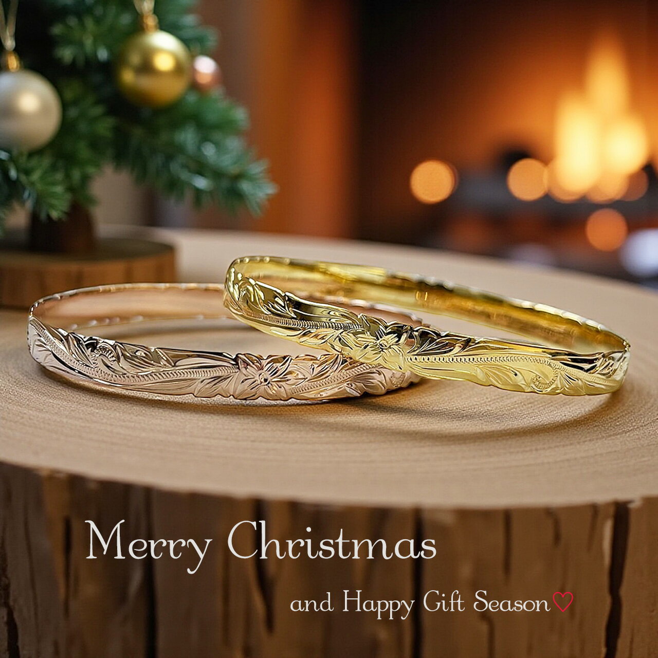 バングル 8mm レディース ハワイアンジュエリー ピンクゴールド イエローゴールド スクロールカットアウト　ピンク&イエロー 「楽天ランキング受賞！」