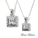 ペアネックレス 大人 シンプル シルバー925 キュービックジルコニア 一粒ジュエリー 2.25カラット 4.0カラット スクエア ハワイアンジュエリー ペアジ...