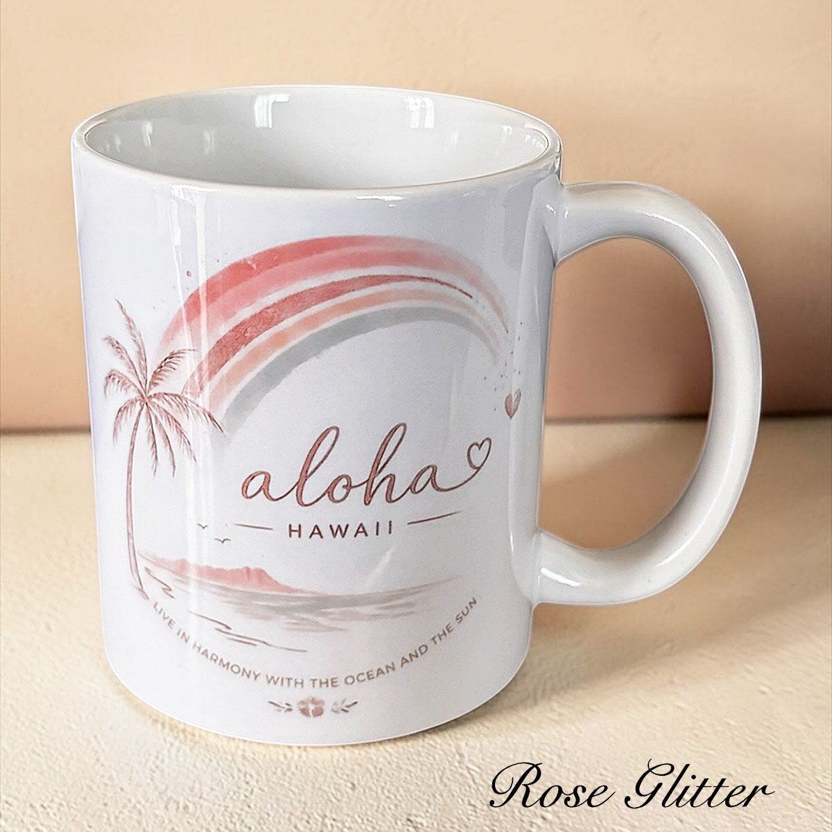 Rakuten - ハワイアン マグカップ パステルカラー 陶器 コーヒーカップ 大人 可愛い Rose Glitterオリジナル