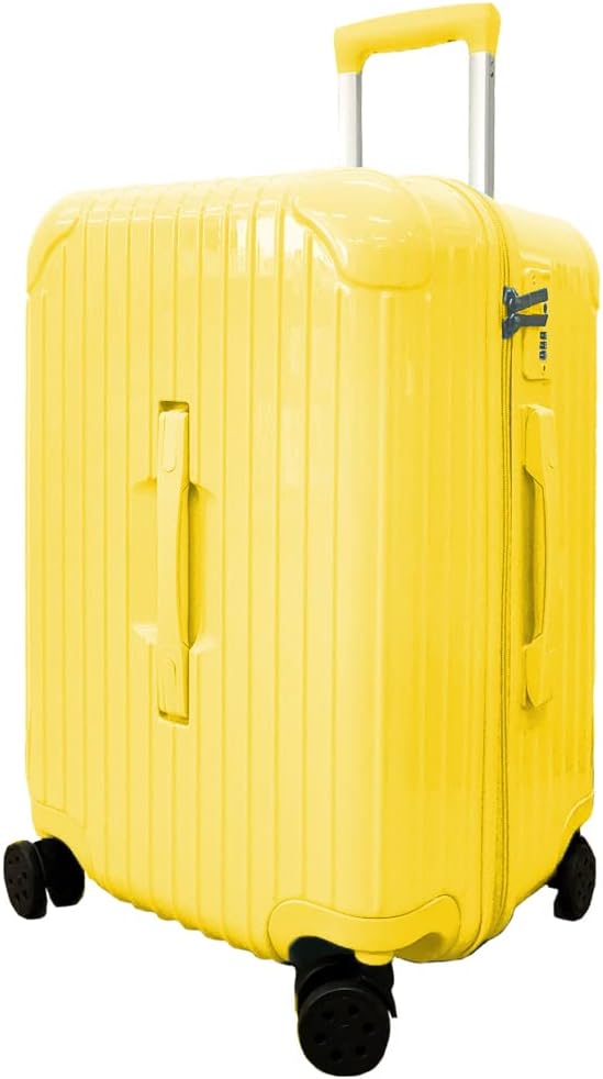 スーツケース ファスナー 深型 ダブルキャスター TSA3桁ロック 65L 60cm 3.6kg イエロー