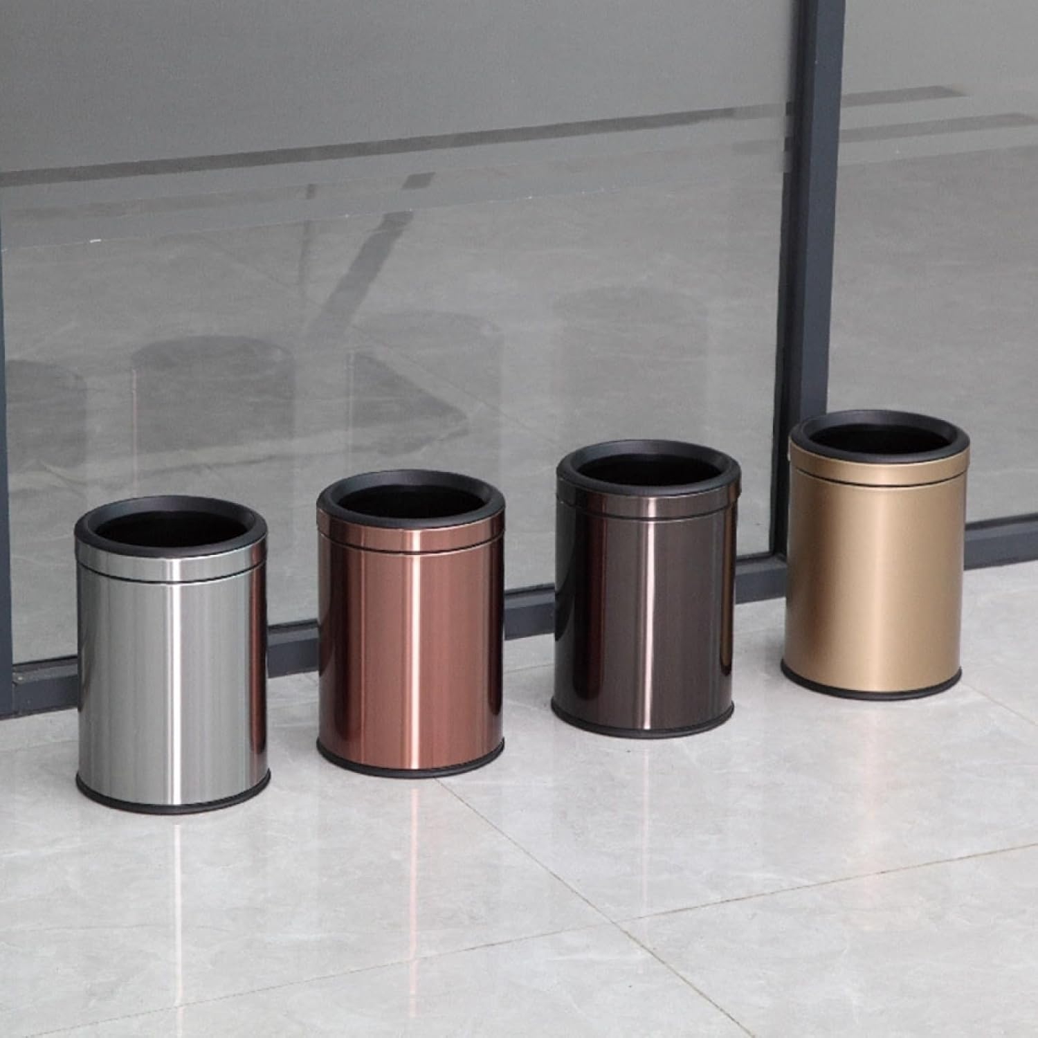 ゴミ箱 フタなし 10L ダストボックス 角型 ごみ箱 ゴミ袋が見えない スリム おしゃれ シンプル 抗菌 部屋 キッチン リビングルーム トイレ 浴室 オフィス用 スチール ピンク