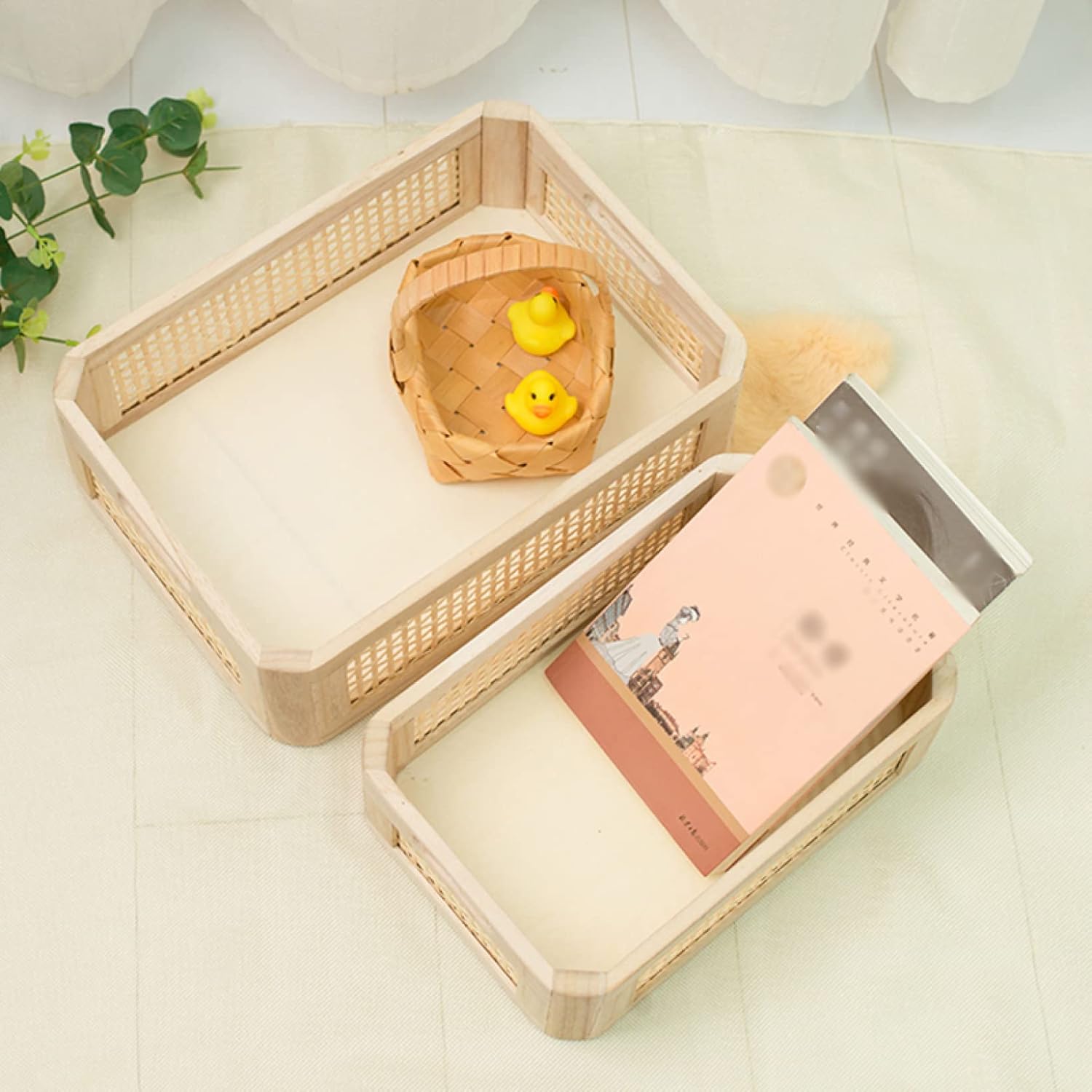 収納ボックス 木製 30*20*10cm 収納カゴ 収納かご 大容量 仕分け 収納バスケット おもちゃ収納 小物入れ ラタンカゴ バスケット 田園風 机上用品 整理整頓 卓上収納ケース 整理箱 チェス