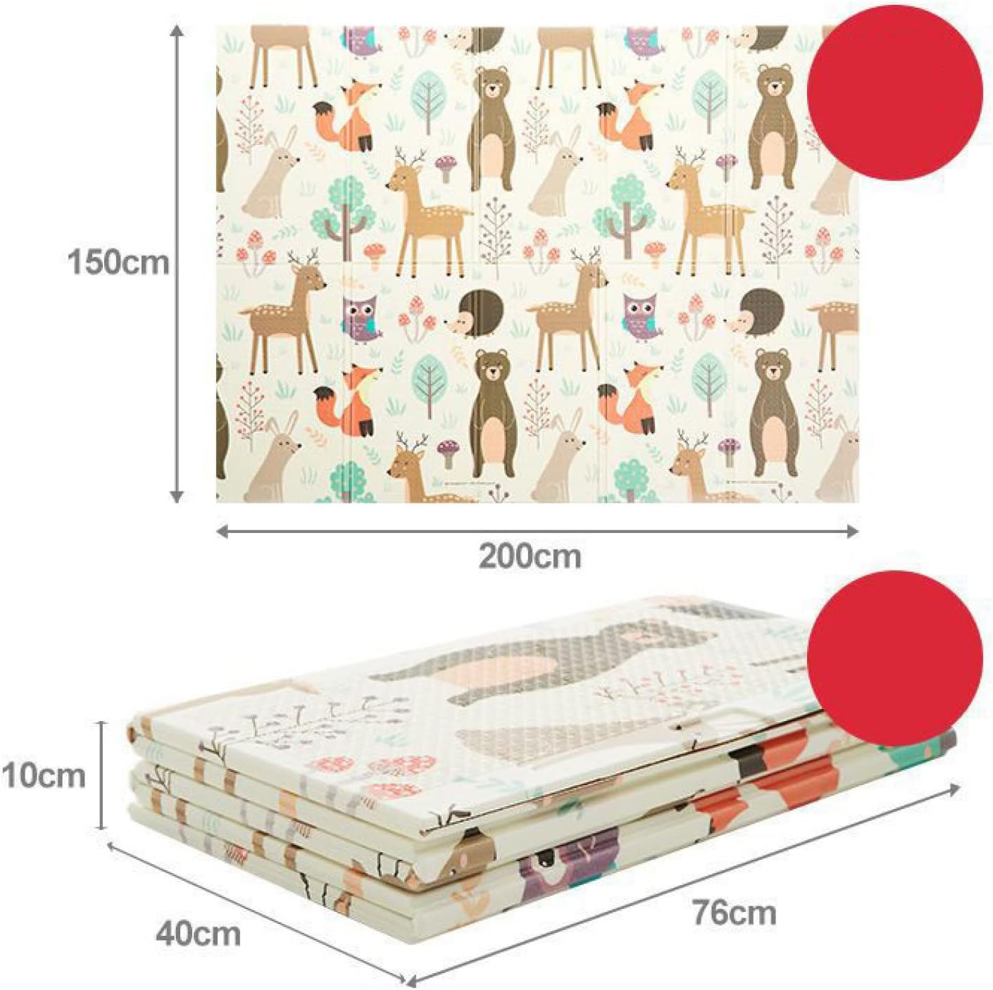 ベビープレイマット 150*200*1cm キッズ用プレイマット 遊び 学べる 楽しい 動物 赤ちゃん 折り畳み式 おしゃれ 可愛い 両面使用可 収納 安全素材 転倒防止 衝撃緩和 出産祝い ルームマ