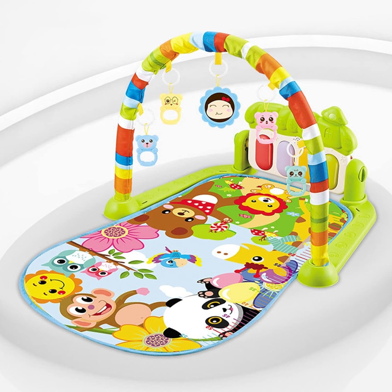ベビージム 75*57*43cm ベビープレイマット 音楽 レイマット 赤ちゃん 音が鳴るピアノ ベビージムマット おもちゃ付き プレイジム ベビーおもちゃ 新生児 知育おもちゃ 出産準備 室内遊具