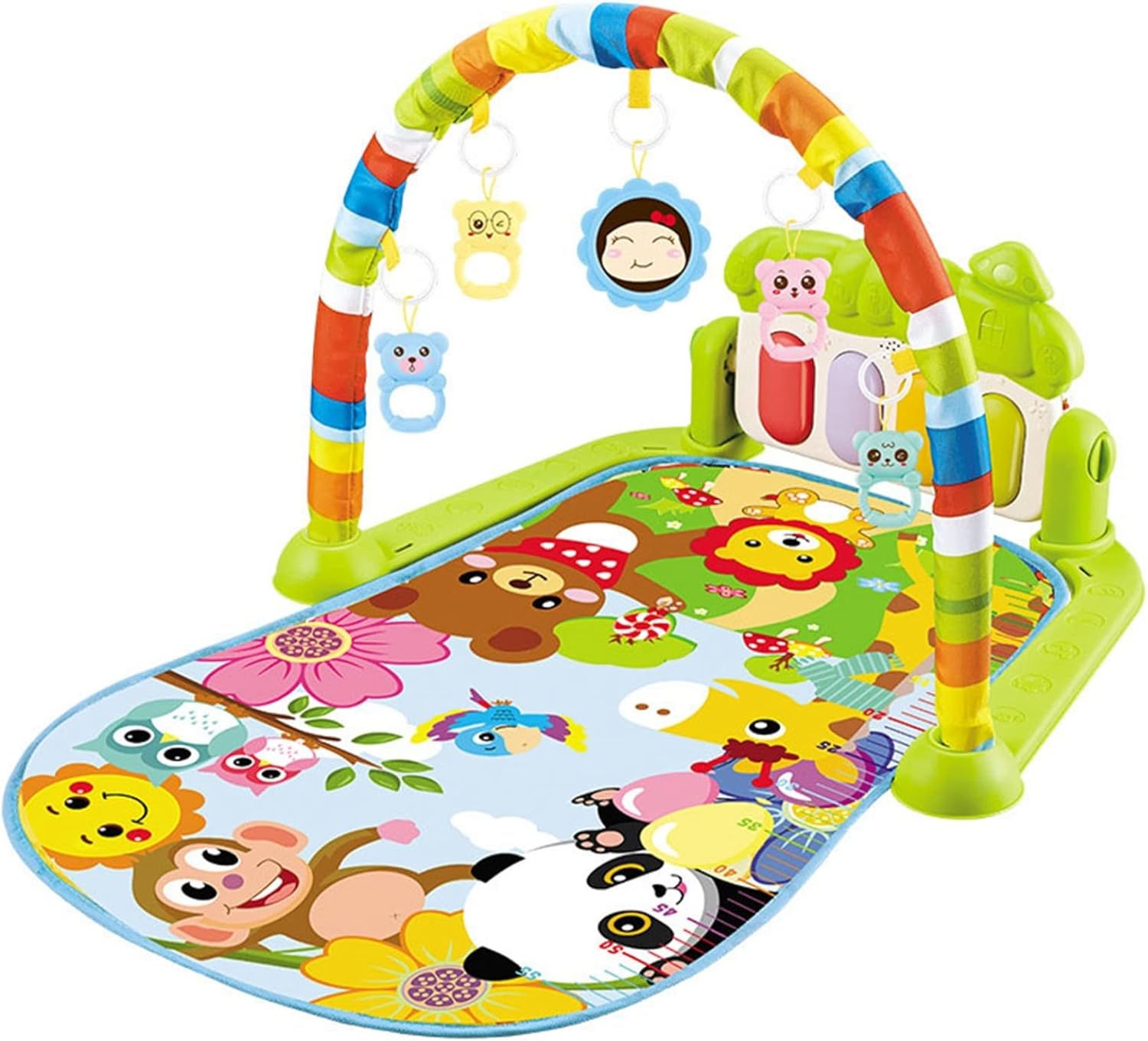 ベビージム 57*75*43cm ベビーおもちゃ 新生児 プレイマット ライト知育おもちゃ プレイジム 幼児 おもちゃ付き・音が鳴るピアノ ベビージムマット 出産準備 室内遊具 ベビープレイマット 音