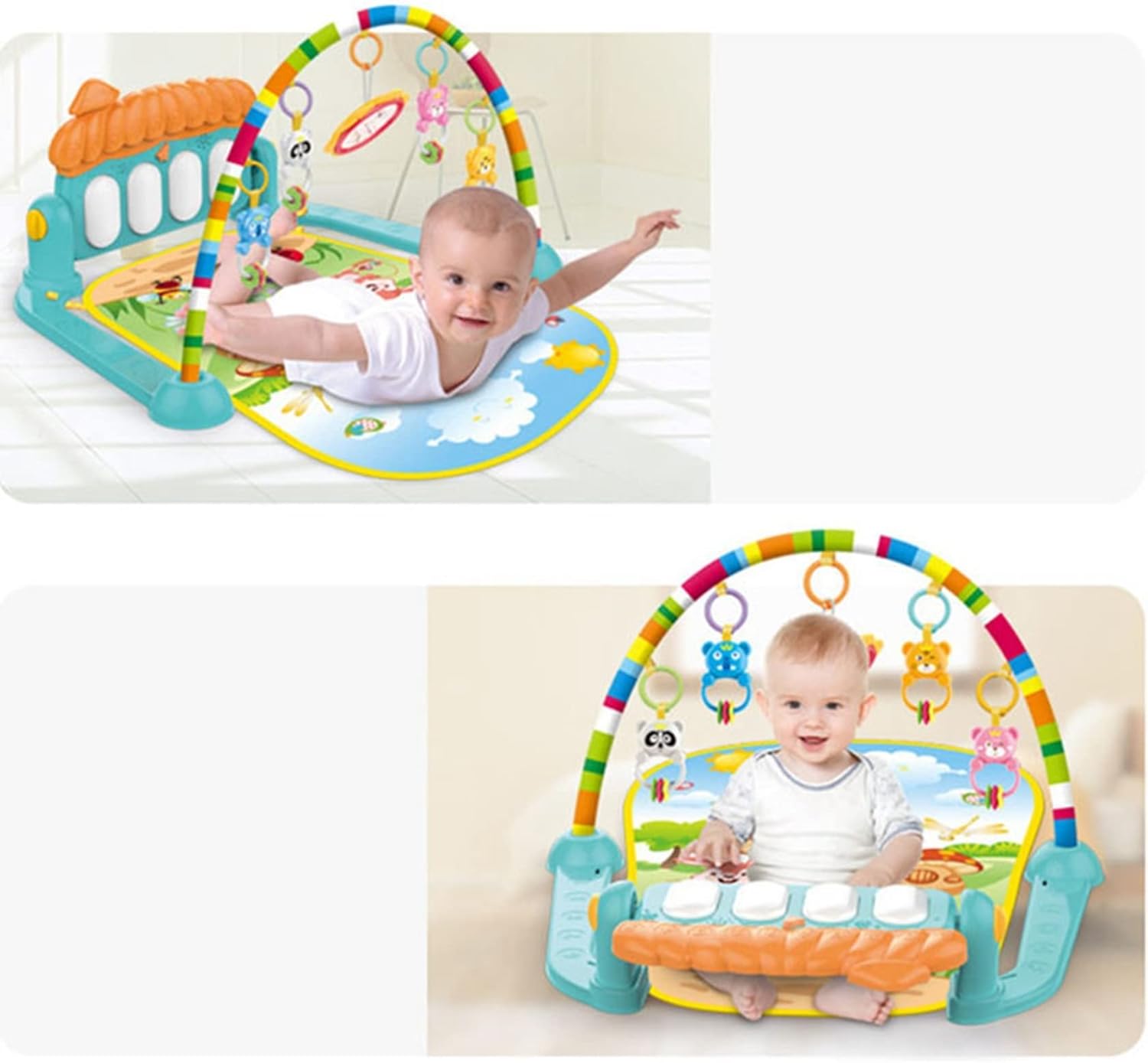 ベビージムピアノ 60*74*42cm ベビーおもちゃ 新生児 音楽＆ライト知育おもちゃ プレイマット プレイジム 幼児 ベビージムマット 出産準備 室内遊具 知育玩具 洗濯可能 ピアノジム ベビープ