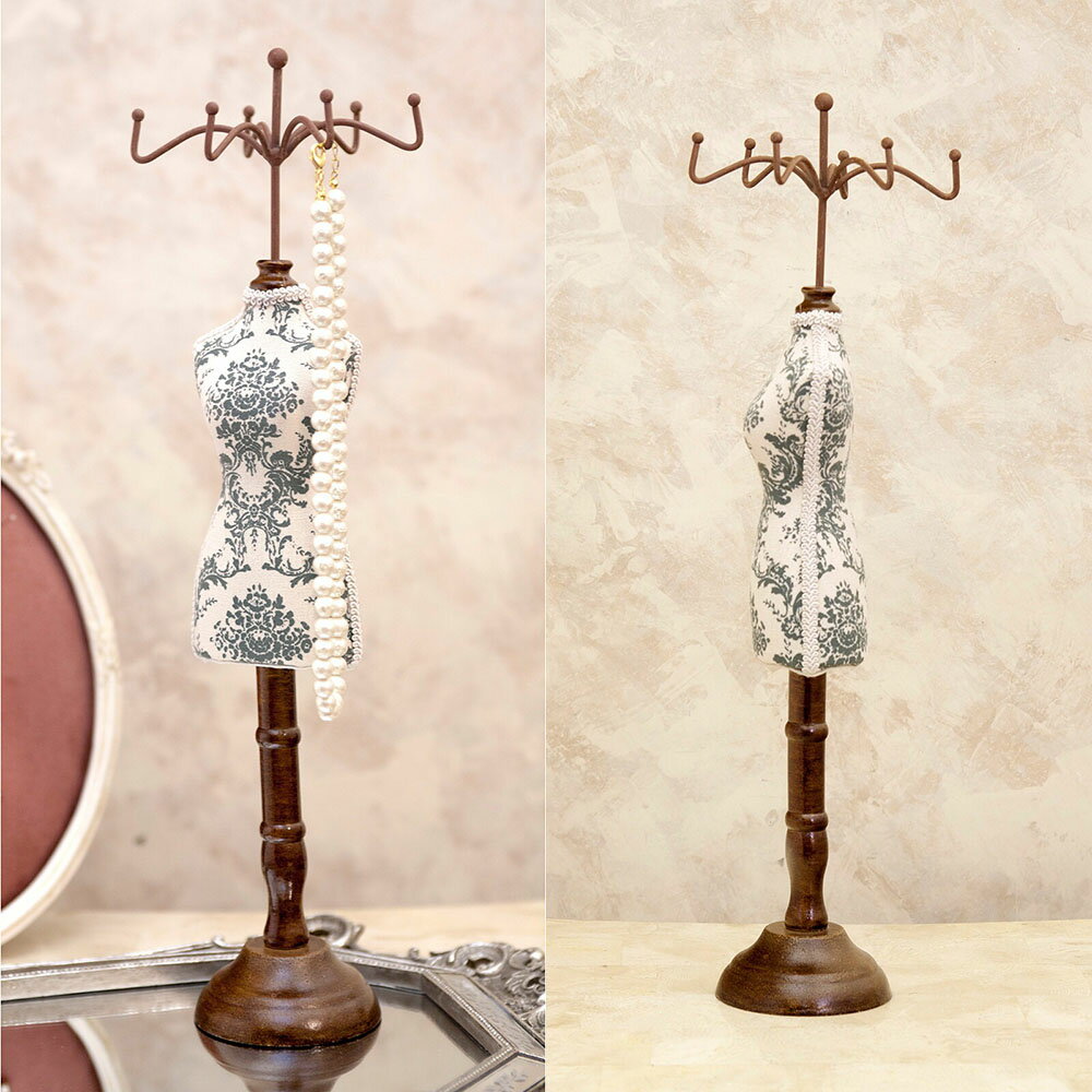 プレゼント アクセサリースタンド クラシカル トルソー ホワイト エレガント インテリア おしゃれ かわいい ギフト 女性 ベルベット ベロア 高級感