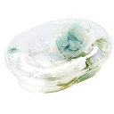 ソープトレー ホワイト&ブルー アクリル水中花 石けん 置き ソープ ディッシュ 薔薇 雑貨 姫系 洗面 ギフト プレゼント