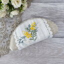 母の日 ギフト プレゼント ミモザ 刺繍 グラスケースリネン 麻 かわいい エレガント おしゃれ レース ナチュラル メガネケース 眼鏡 収納