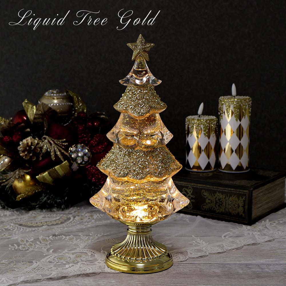リキッドLEDツリー ゴールド 光る プレンゼント オブジェ 置物 かわいい おしゃれ クリスマス ギフト ..