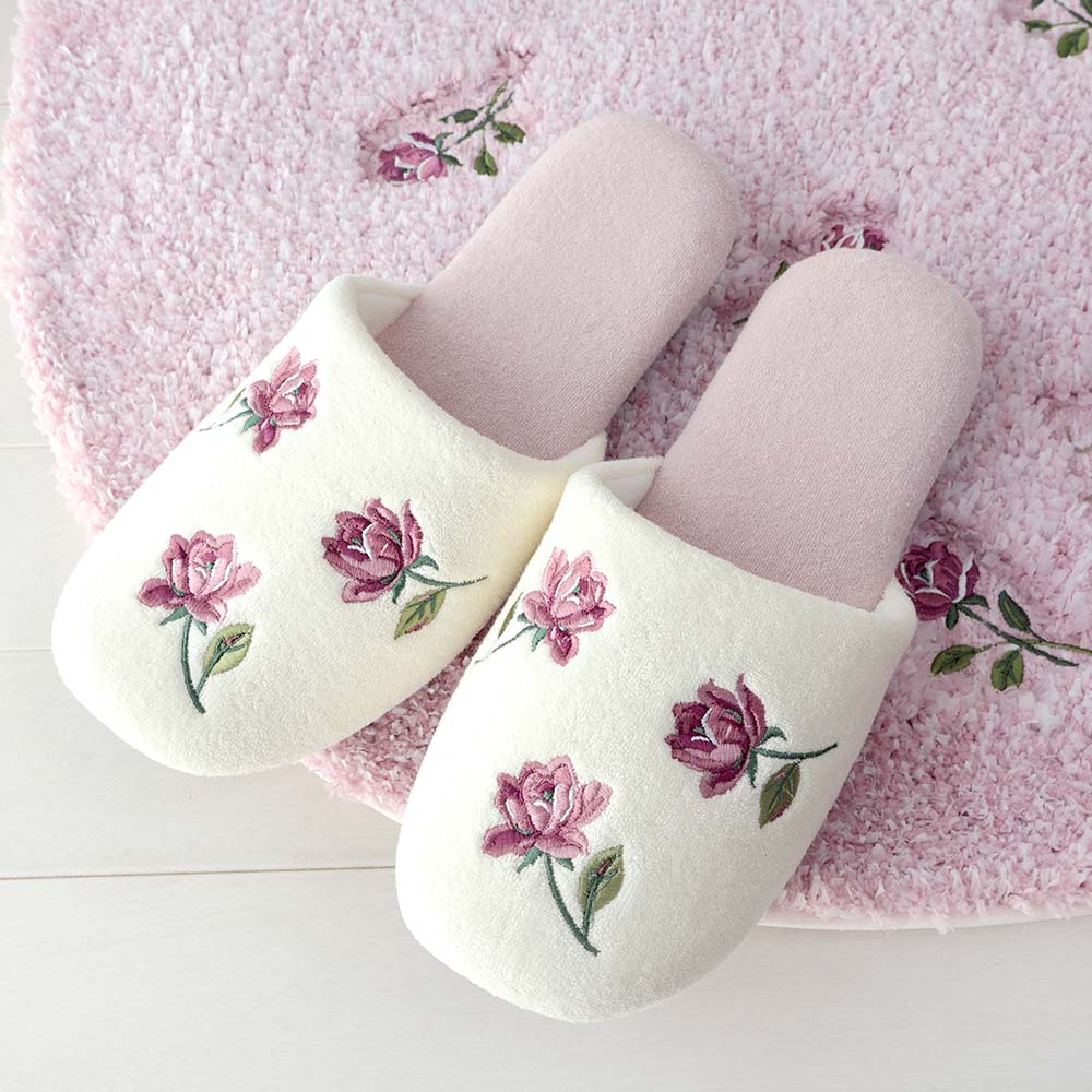 トイレスリッパ スイートローズ ローズ 薔薇 ピンク かわいい 滑り止め 洗える 洗濯可 おしゃれ エレガント ウォッシャブル